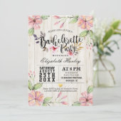 Invitation Fête de Bachelorette moderne Fleurs roses Bois rus (Debout devant)