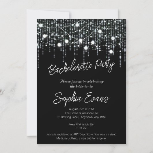 Invitation Fête de Bachelorette Noir & Blanc (Devant)