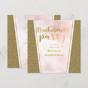 Invitation Fête de Bachelorette Pailletée Glamour Or Rose