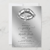 Invitation Fête de Bachelorette Paillettes Faux Argent (Devant)