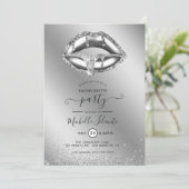 Invitation Fête de Bachelorette Paillettes Faux Argent (Debout devant)