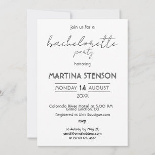 Invitation Fête de Bachelorette personnalisée