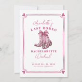 Invitation Fête de Bachelorette Pink Last Rodeo (Devant)