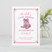 Invitation Fête de Bachelorette Pink Last Rodeo (Debout devant)