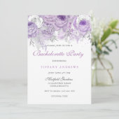 Invitation Fête de Bachelorette Purple Rose Silver Wonderland (Debout devant)