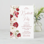 Invitation Fête de Bachelorette Romantique Blanche & Rouge Fl (Debout devant)