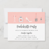 Invitation Fête de Bachelorette Rose (Devant)