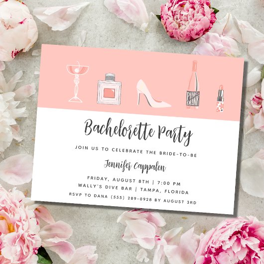 Invitation Fête de Bachelorette Rose