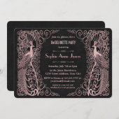 Invitation Fête de Bachelorette Rose Gold Art Déco Noir (Devant / Derrière)