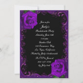 Invitation Fête de Bachelorette Roses Violettes Goth Élégante (Devant)