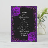 Invitation Fête de Bachelorette Roses Violettes Goth Élégante (Debout devant)