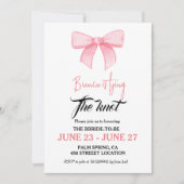 Invitation Fête de Bachelorette Ruban Aquarelle Rose (Devant)