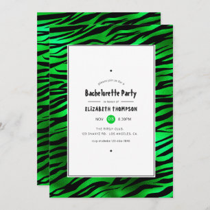 Invitation Fête de Bachelorette Shimmergeant Green Tiger Stri