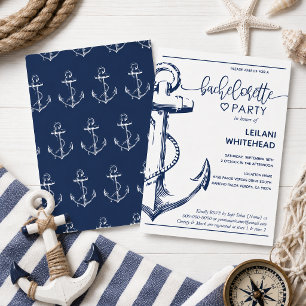 Invitation Fête de Bachelorette sur le thème de la Marine Bla