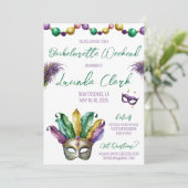 Invitation Fête de Bachelorette sur le thème de Mardi Gras (Debout devant)