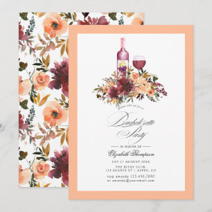 Invitation Fête de Bachelorette sur le thème du vin Bordo Pea