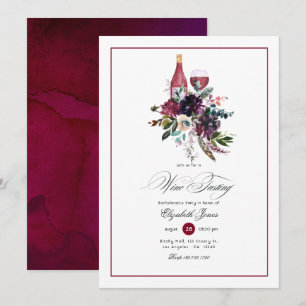Invitation Fête de Bachelorette sur le thème du vin rouge Bou