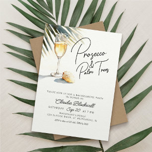 Invitation Fête de Bachelorette Tropicale avec Palmiers et Pr