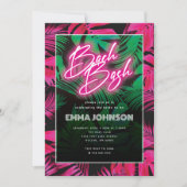 Invitation Fête de Bachelorette Tropicale Rose Néon Branchée (Devant)