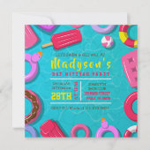 Invitation FÊTE DE BAR MITZVAH Filles Flotteurs Piscine (Devant)