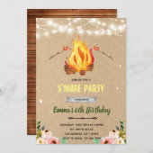 Invitation Fête de barbecue au feu de joie avec s'mores flora (Devant / Derrière)