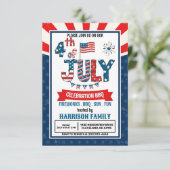 Invitation Fête de barbecue avec feu d'artifice du 14 juillet (Debout devant)