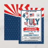 Invitation Fête de barbecue avec feu d'artifice du 14 juillet (Devant / Derrière)