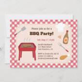 Invitation Fête de barbecue dans la cour arrière avec motif à (Devant)