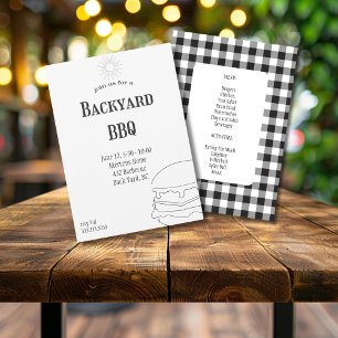 Invitation Fête de barbecue dans la cour Plaid rustique Barbe