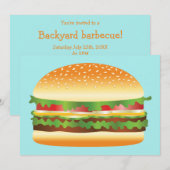 Invitation Fête de barbecue de hamburger (Devant / Derrière)