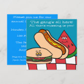 Invitation Fête de barbecue de hamburgers et de hot-dogs mign (Devant / Derrière)