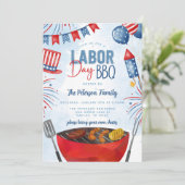 Invitation Fête de barbecue de la fête du Travail patriotique (Debout devant)