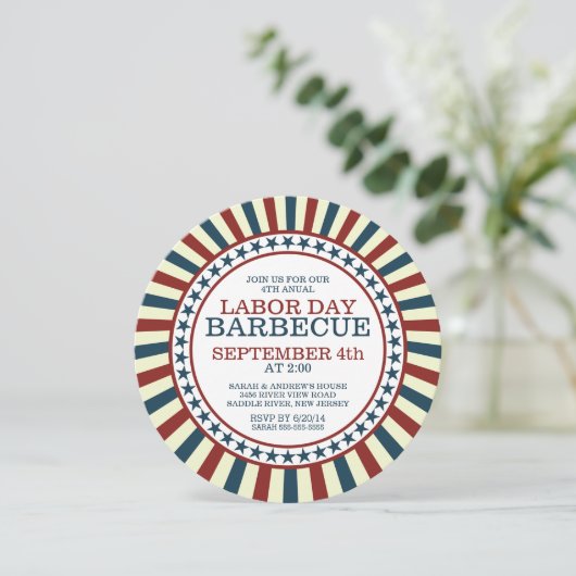 Invitation Fête de barbecue d'été vintage (Debout devant)