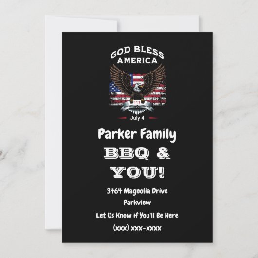 Invitation Fête de barbecue du 4 juillet (Devant)