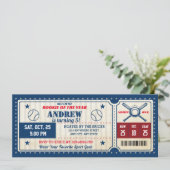 Invitation Fête de baseball personnel Billet anniversaire (Debout devant)