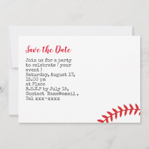 Invitation Fête de baseball pour sauver la date 