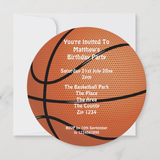 Invitation Fête de basket (Devant)