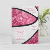 Invitation fête de basketball rose blanc fleuri (Debout devant)