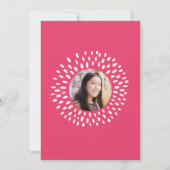 Invitation Fête de Bat Mitzvah rose photo gras étoile éclatée (Dos)