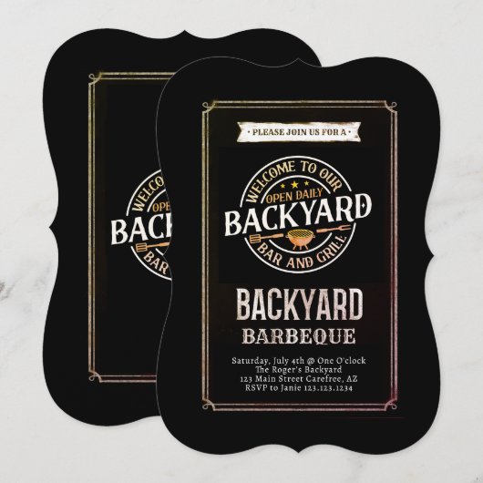 Invitation Fête de BBQ dans la cour (Devant / Derrière)