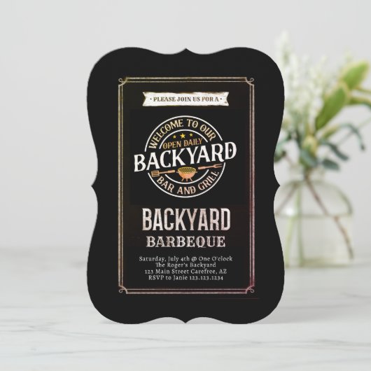 Invitation Fête de BBQ dans la cour (Debout devant)