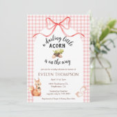 Invitation Fête de bébé 007 Écureuil Mignon Gingham Glands de (Debout devant)