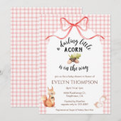 Invitation Fête de bébé 007 Écureuil Mignon Gingham Glands de (Devant / Derrière)