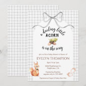 Invitation Fête de bébé 020 Brume Douce Écureuil Gingham Glan (Devant / Derrière)
