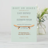 Invitation Fête de bébé à bord d'un skateboard (Debout devant)