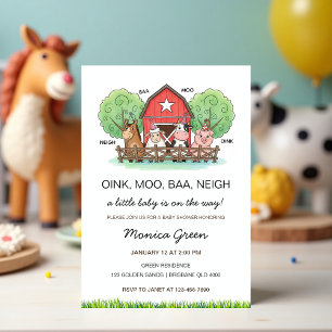Invitation Fête de bébé à la ferme avec des animaux mignons