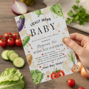 Invitation Fête de Bébé à la Ferme de Végétaux Mignons Cultiv