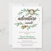 Invitation Fête de Bébé à l'Aquarelle Aventure Attend (Devant)