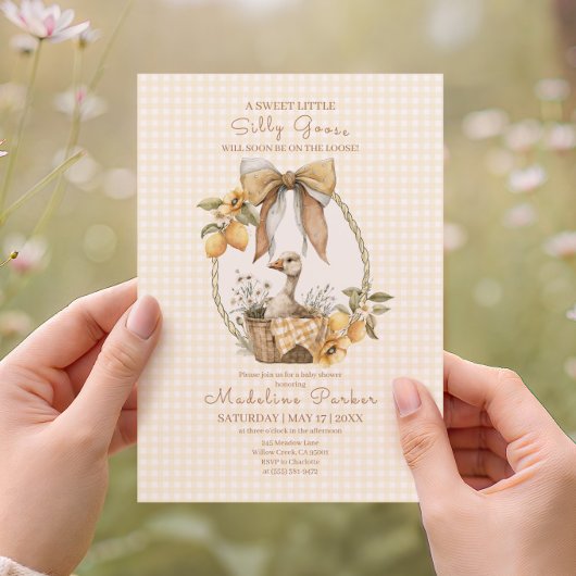 Invitation Fête de bébé à l'aquarelle citron Silly Goose