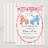 Invitation Fête de bébé à l'aquarelle rose | Roller Skate (Devant / Derrière)